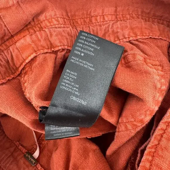 Free People Mohave Safari Pants Size 10 Rust Orange Cargo Drawstring Casual - Picture 8 of 10